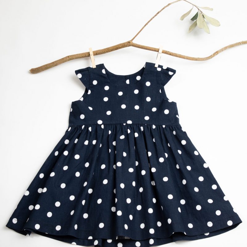olka dot navy blue dress
