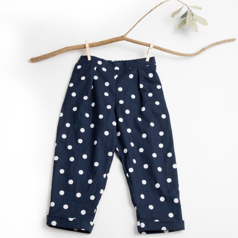 Polka dot navy blue pants