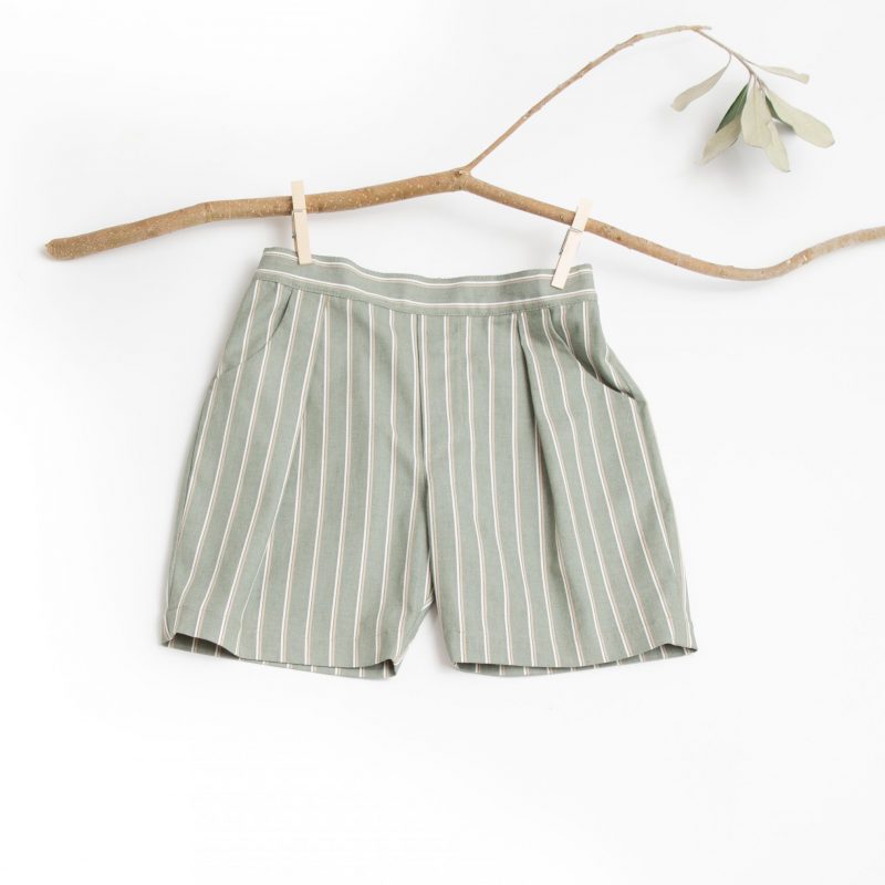 Classic green striped shorts